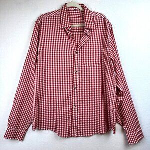 Unbranded Red White Plaid Gingham Mens Button Up Shirt XXL Farm Picnic Western